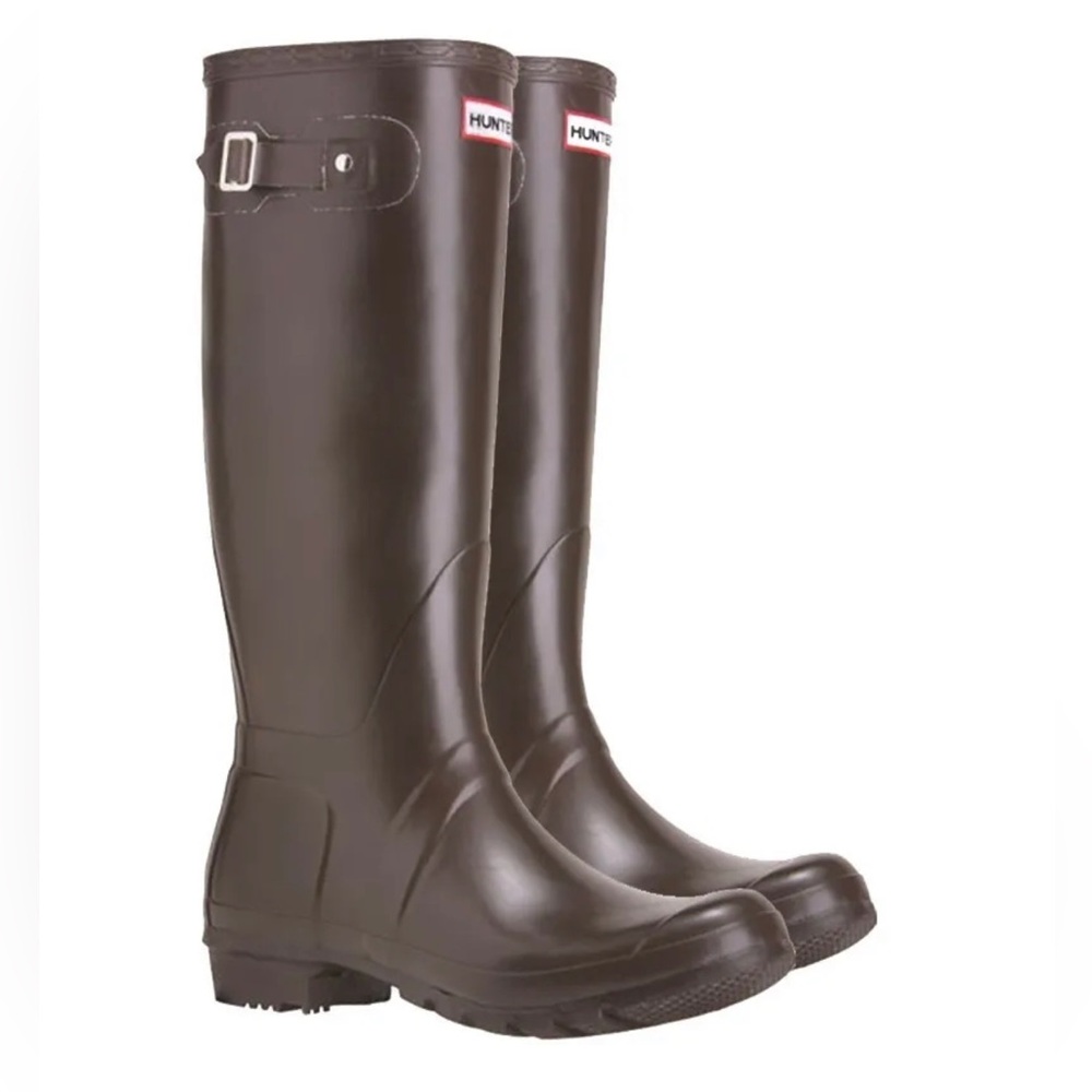 Hunter Rubber Wellington Original Tall Boots Non-Glossy Chocolate Brown Size 6